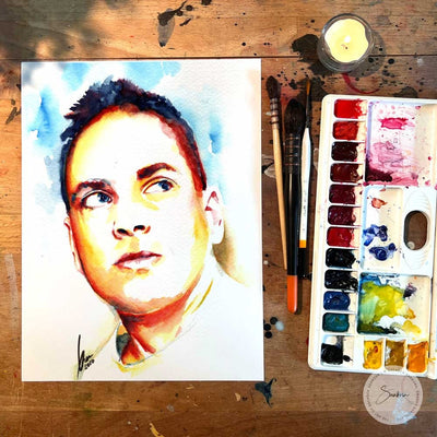 Self Portrait Artist Brenden Sanborn - Original Watercolor Painting Artist Brenden Sanborn
