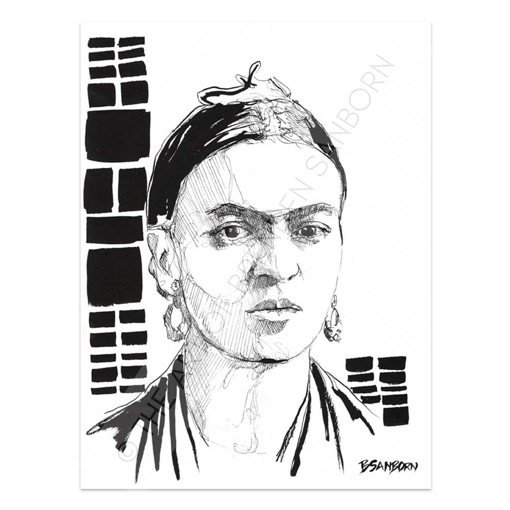 Portrait of Frida Kahlo - Original Ink on Paper