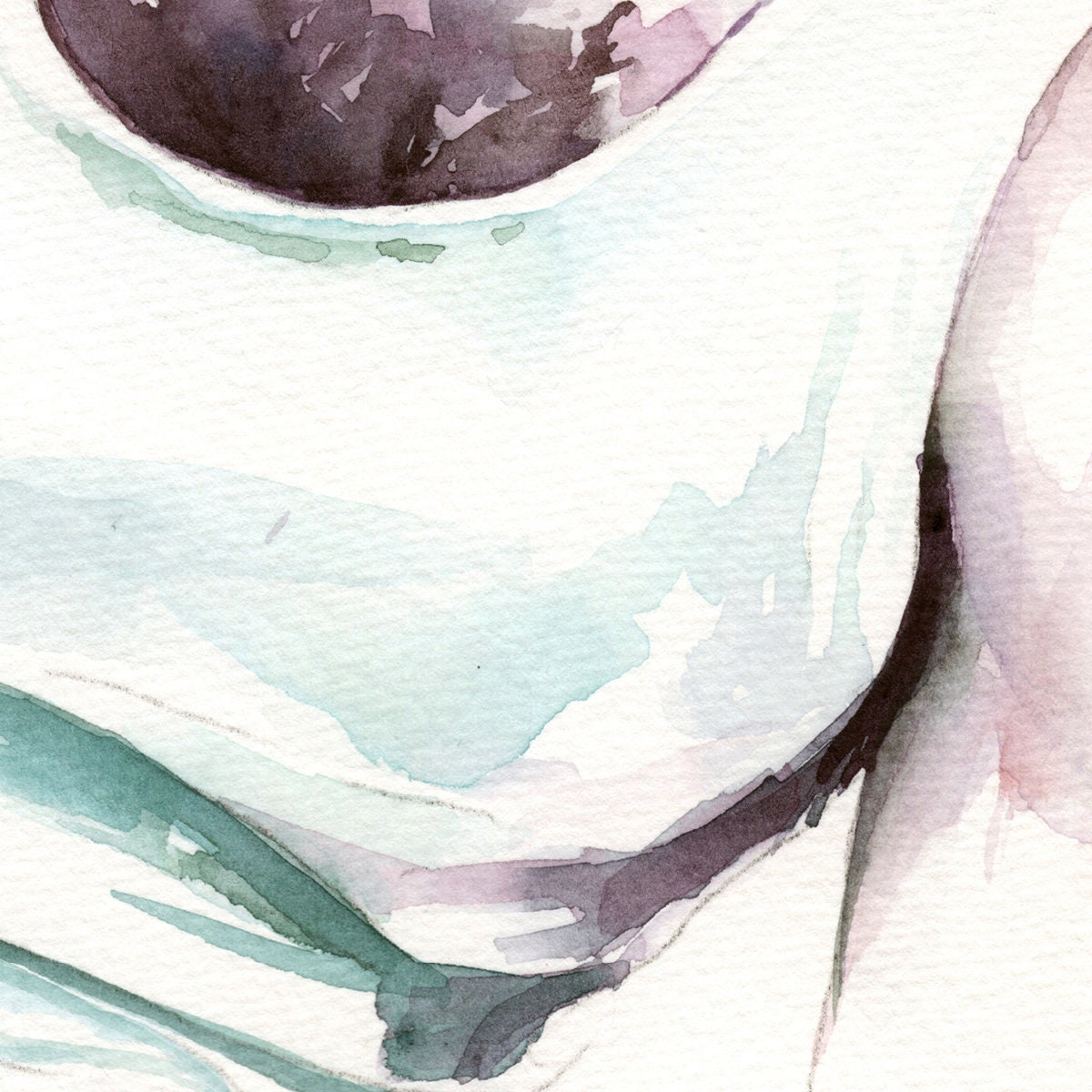 Watercolor Portrait of Handsome Bearded Man in White Tank Top