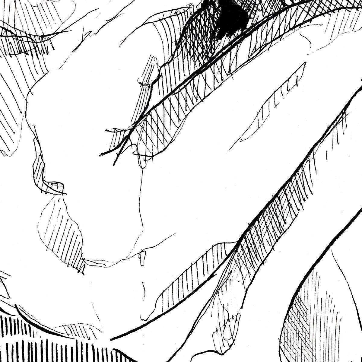Whispering My love in His Ear - Original Ink on Paper Artist Brenden Sanborn