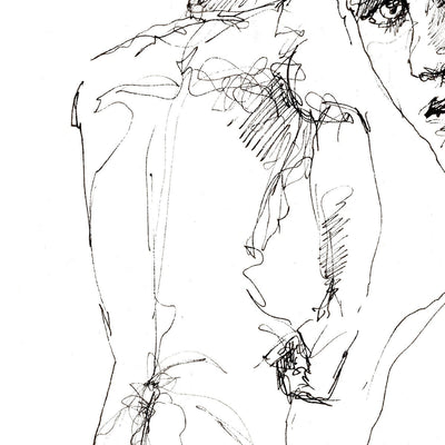 Three Nude Poses of the Handsome Man - Original Ink on Paper Artist Brenden Sanborn