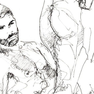 Three Nude Poses of the Handsome Man - Original Ink on Paper Artist Brenden Sanborn