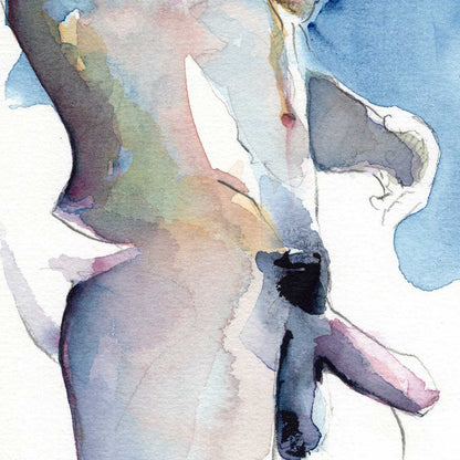 His Thoughts Excited Him - Original Watercolor Painting