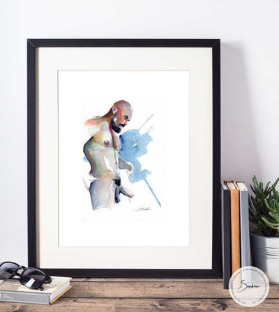 His Thoughts Excited Him - Original Watercolor Painting Artist Brenden Sanborn