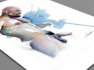 His Thoughts Excited Him - Original Watercolor Painting Artist Brenden Sanborn