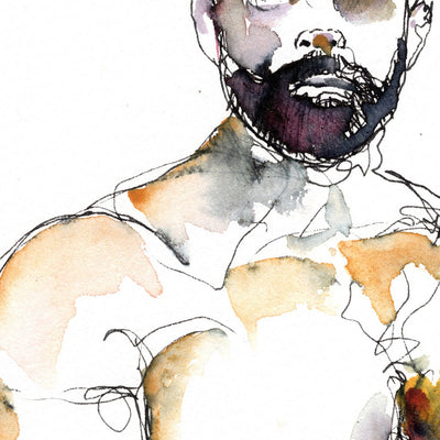 Todd Shirtless - Original Watercolor Painting Artist Brenden Sanborn