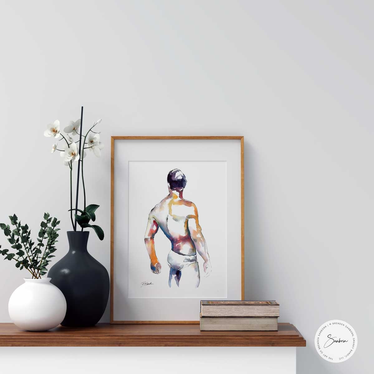 Simple Shades in White Underwear - Original Watercolor Painting