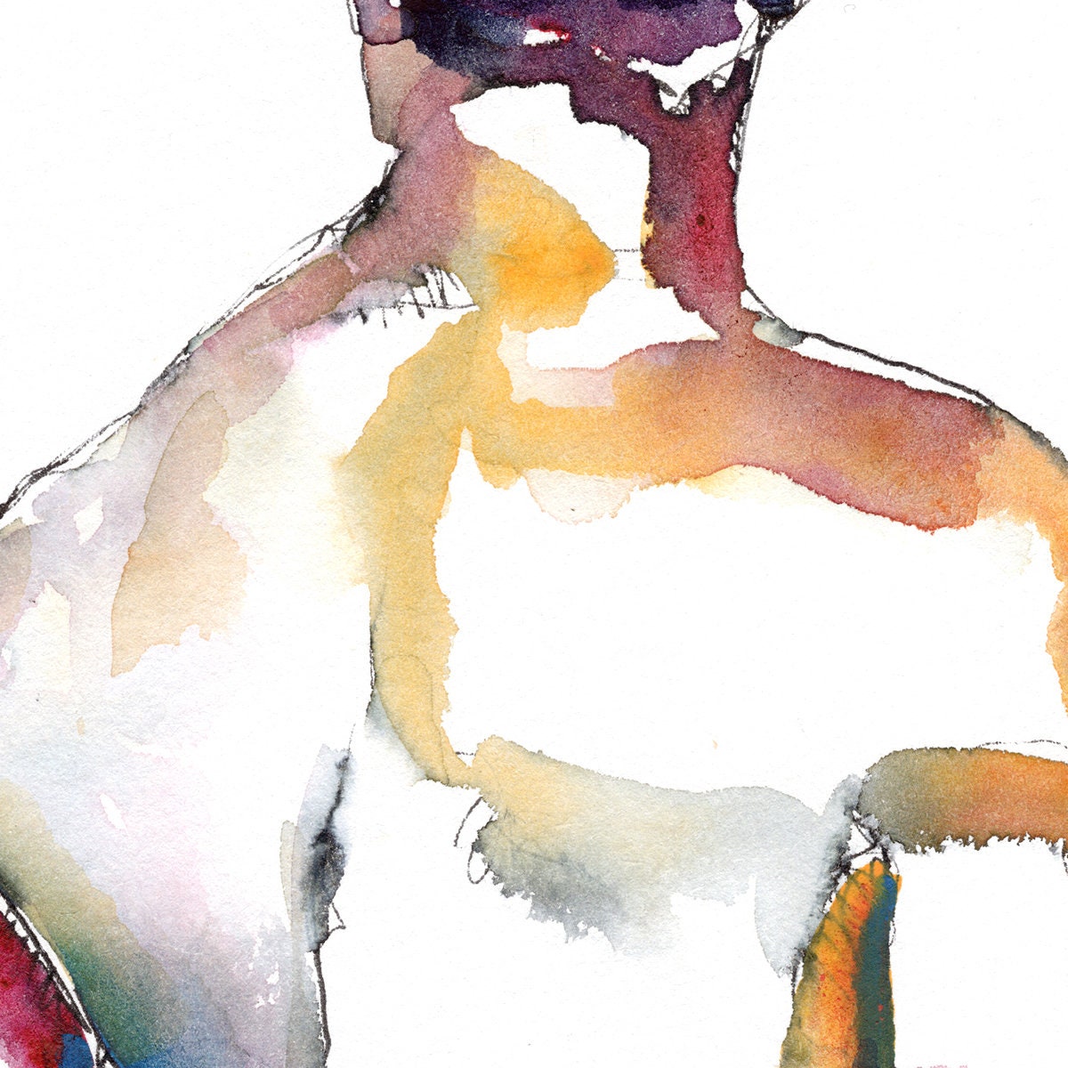 Simple Shades in White Underwear - Original Watercolor Painting