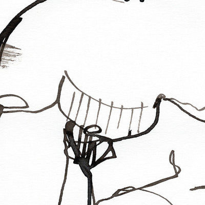 One Line Handsome Bearded Man - Original Ink on Paper Artist Brenden Sanborn