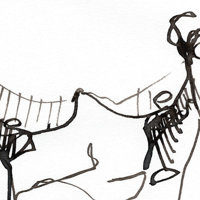 One Line Handsome Bearded Man - Original Ink on Paper Artist Brenden Sanborn