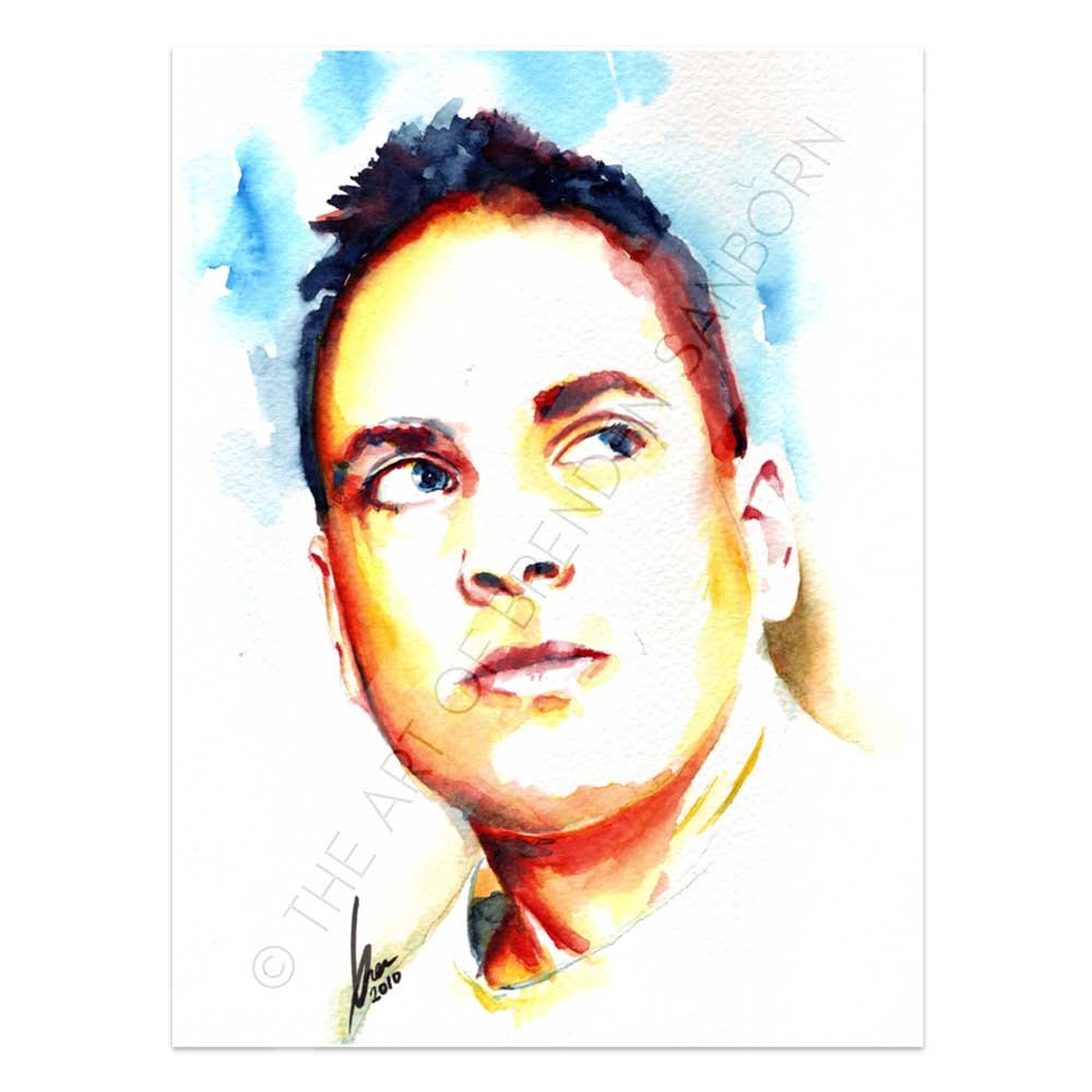 Self Portrait Artist Brenden Sanborn - Original Watercolor Painting