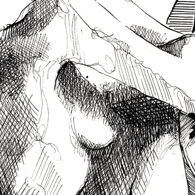 Sensual Nude Female with Tropical Leaves - Original Ink on Paper Artist Brenden Sanborn