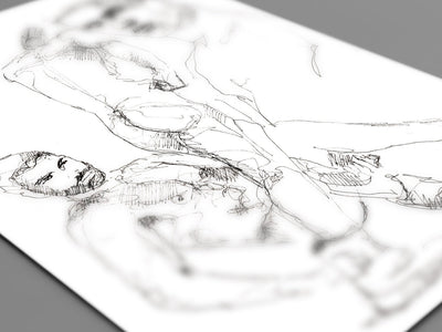 Three Nude Poses of the Handsome Man - Original Ink on Paper Artist Brenden Sanborn