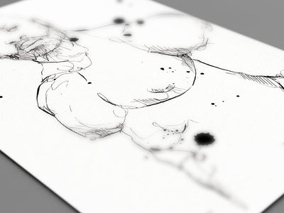 Handsome Bearded Muscle Guy - Original Ink on Paper Artist Brenden Sanborn