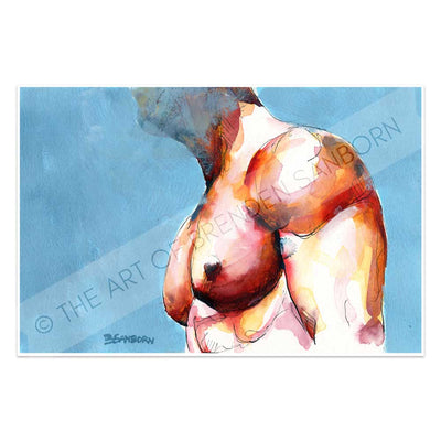 Muscular Male Torso - Original Watercolor Painting Artist Brenden Sanborn