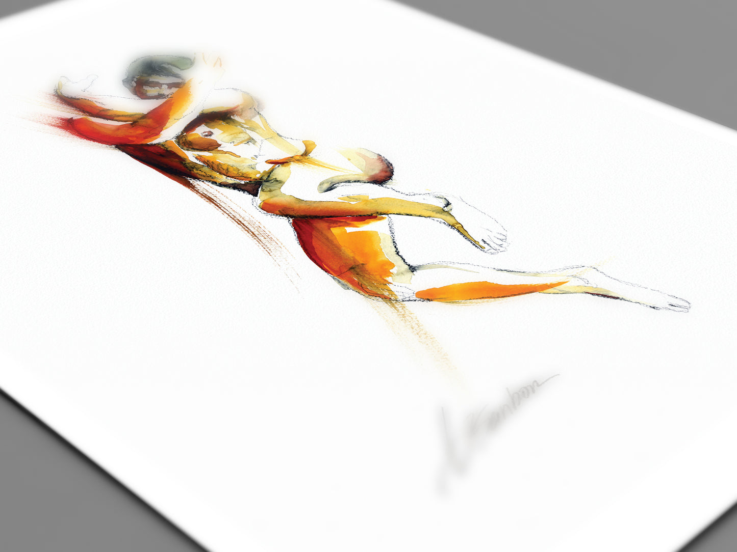 Muscular Figure Mid-Jump - Male Nude Art Giclee Print