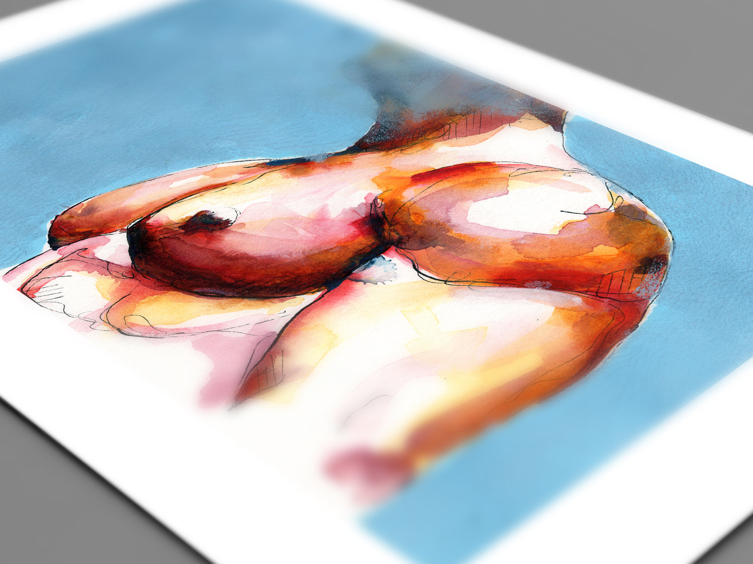 Muscular Male Torso - Original Watercolor Painting