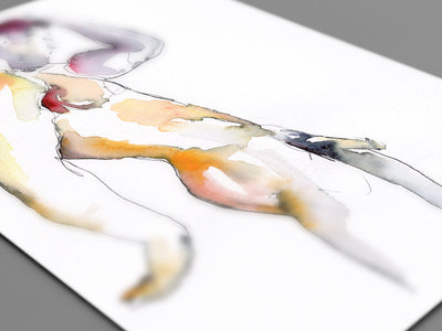 Full Nude Male Leaning Against the Wall - Original Watercolor Painting Artist Brenden Sanborn