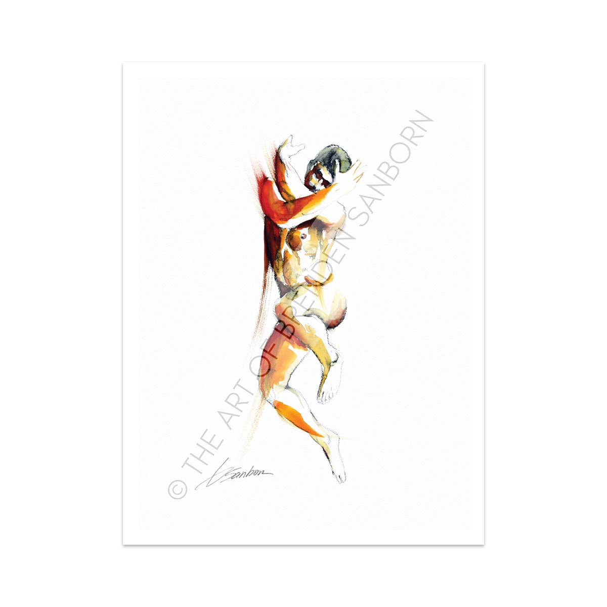 Muscular Figure Mid-Jump - Male Nude Art Giclee Print