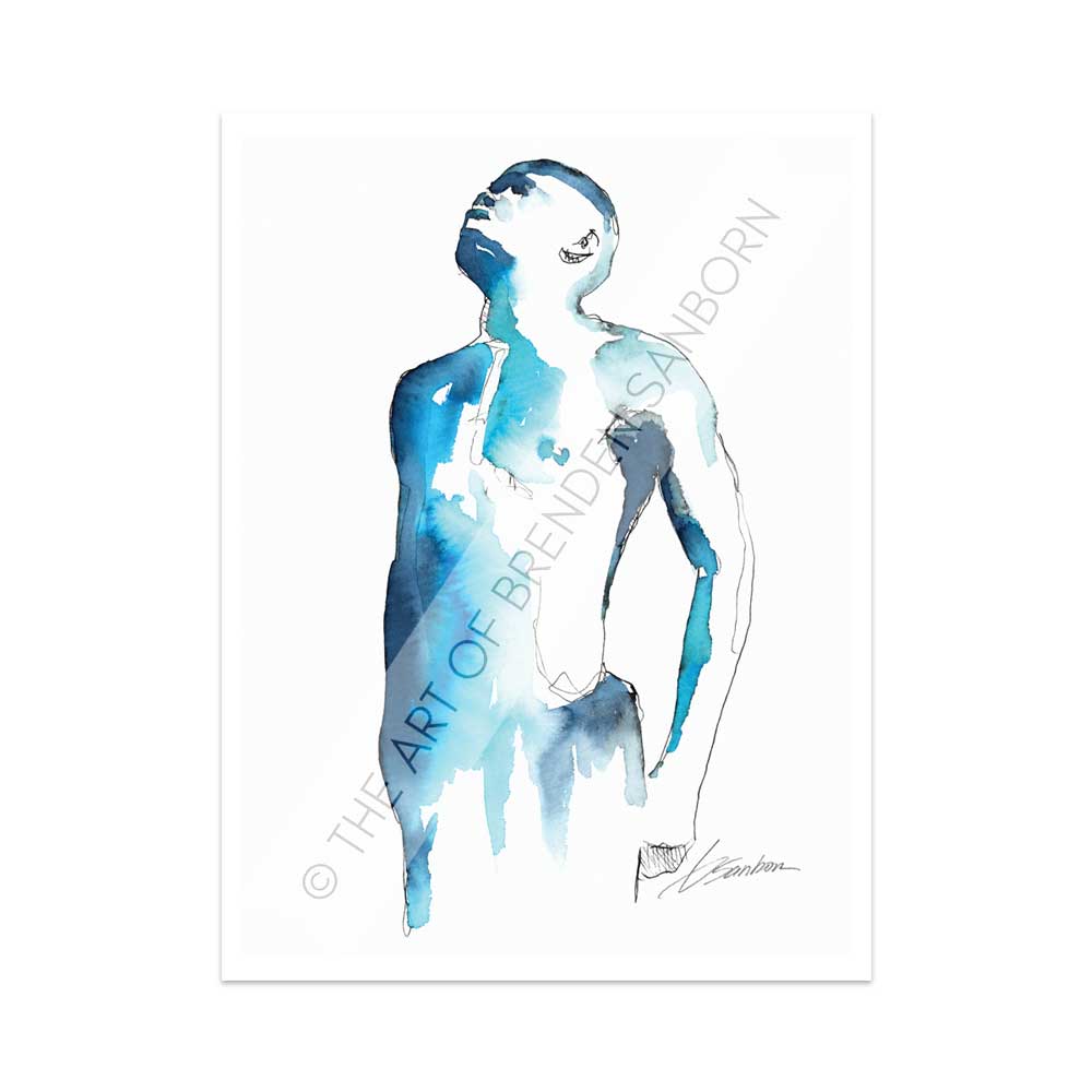 Blue Skies - Ink and Watercolor - Giclee Art Print