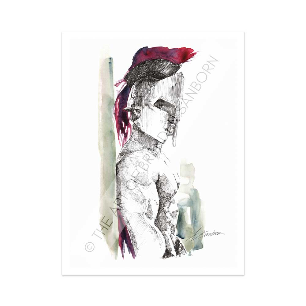 Gladiator - Ink and Watercolor - Giclee Art Print