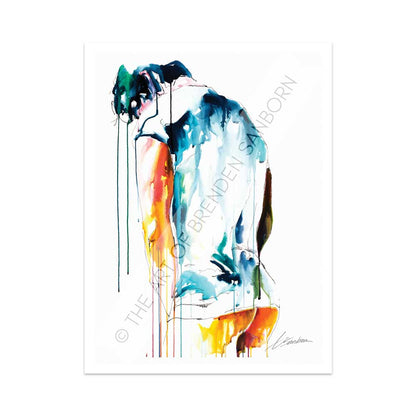 Male Nude Rear End - Drip Style - Giclee Art Print
