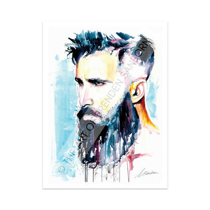 Handsome Bearded Stranger in the Road - Drip Style - Giclee Art Print